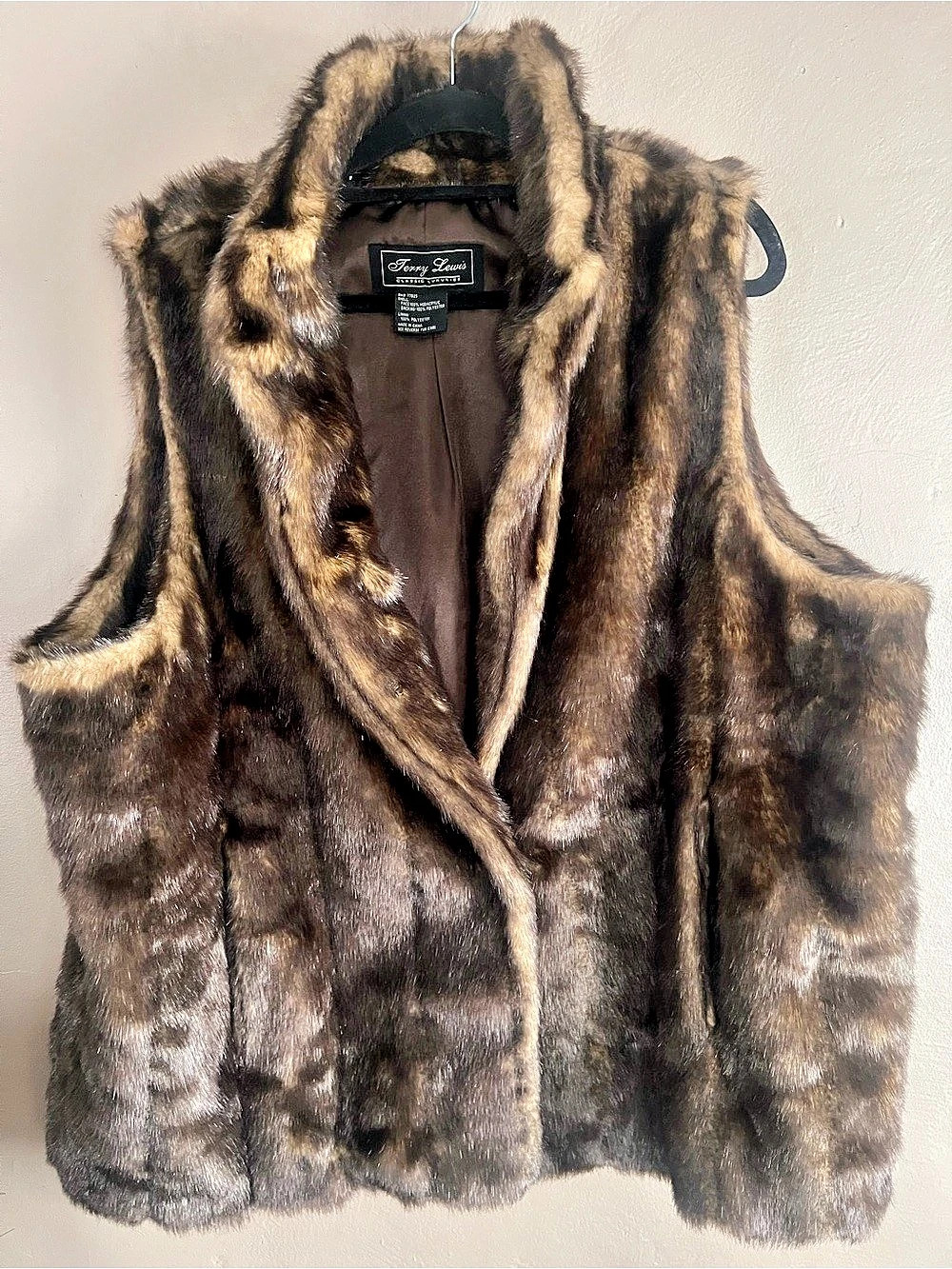 Jerry Lewis Faux Fur Vest Brown Size Medium Like New
